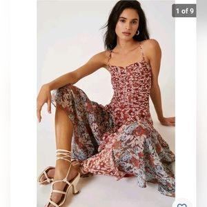 Anthropologie Let Me Be Ruffled Midi Dress Size XL